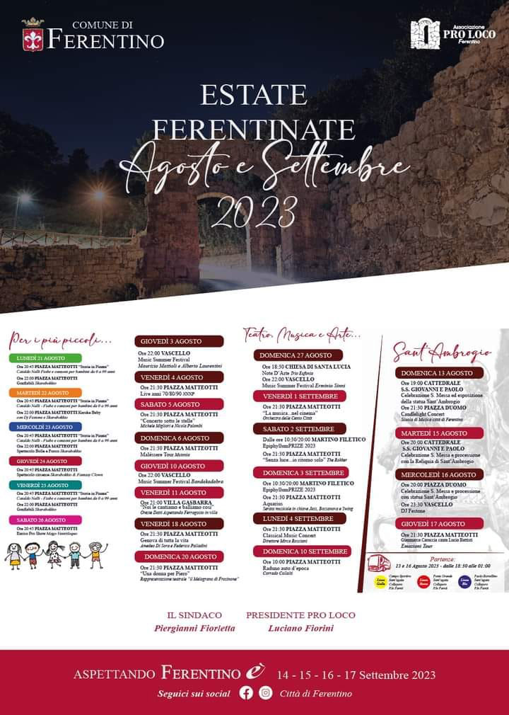 Ferentino Estate 2023 - Benvenuti in Ciociaria in provincia di Frosinone