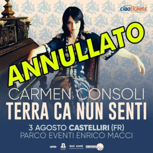 Annullato il concerto di Carmen Consoli a Castelliri Summer Festival