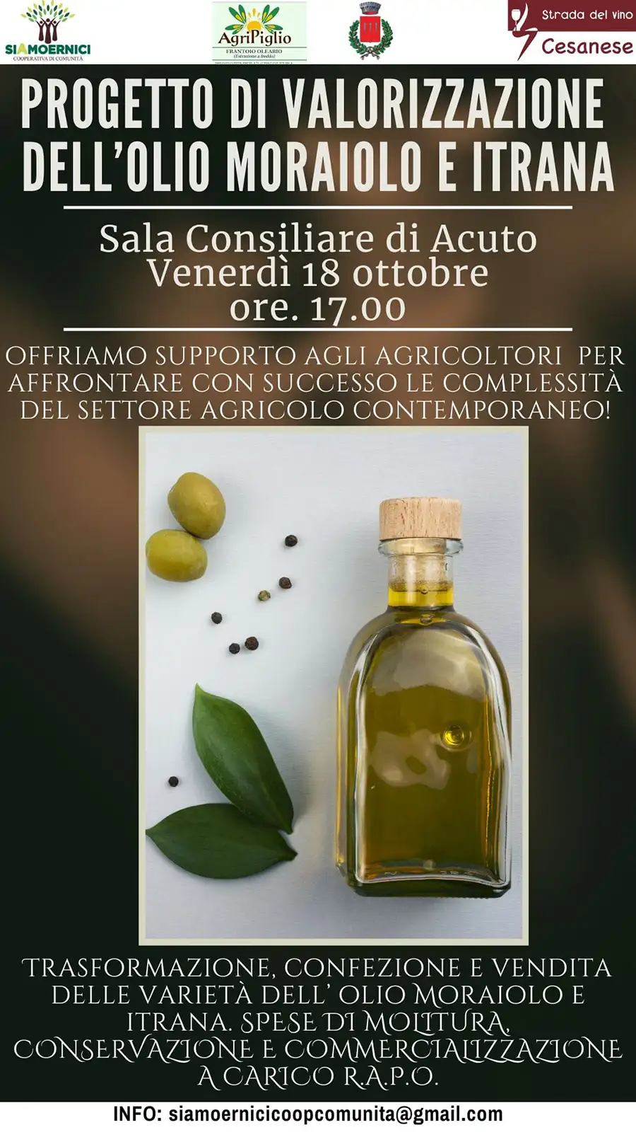 Progetto di Valorizzazione dell'Olio Moraiolo e Itrana